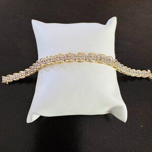 10K Yellow Gold Diamonds Bracelet Double Row
